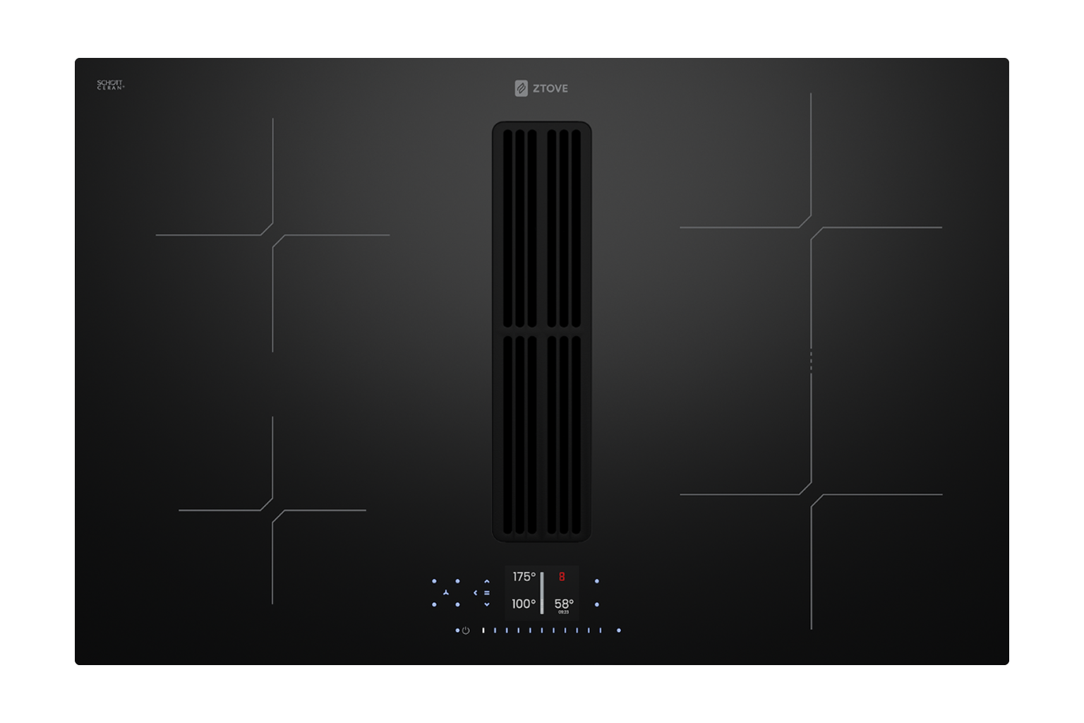 Ztove Induction Hob Downdraft 80 cm