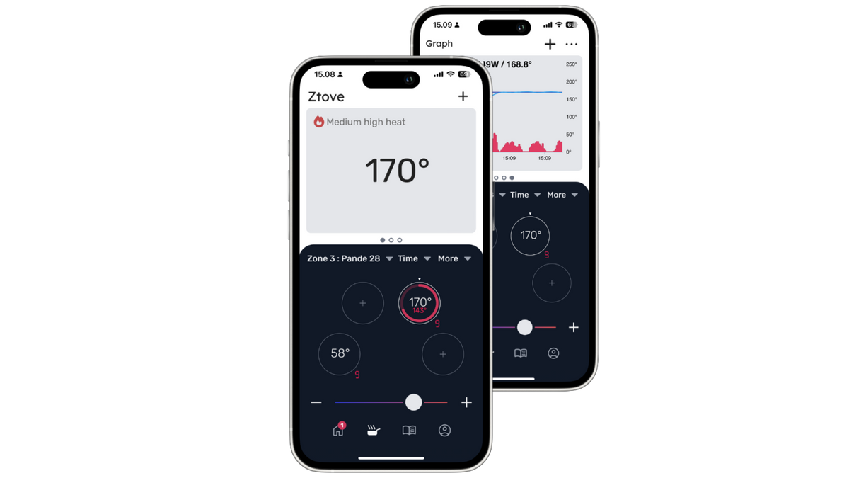 Live temperature control in the Ztove app