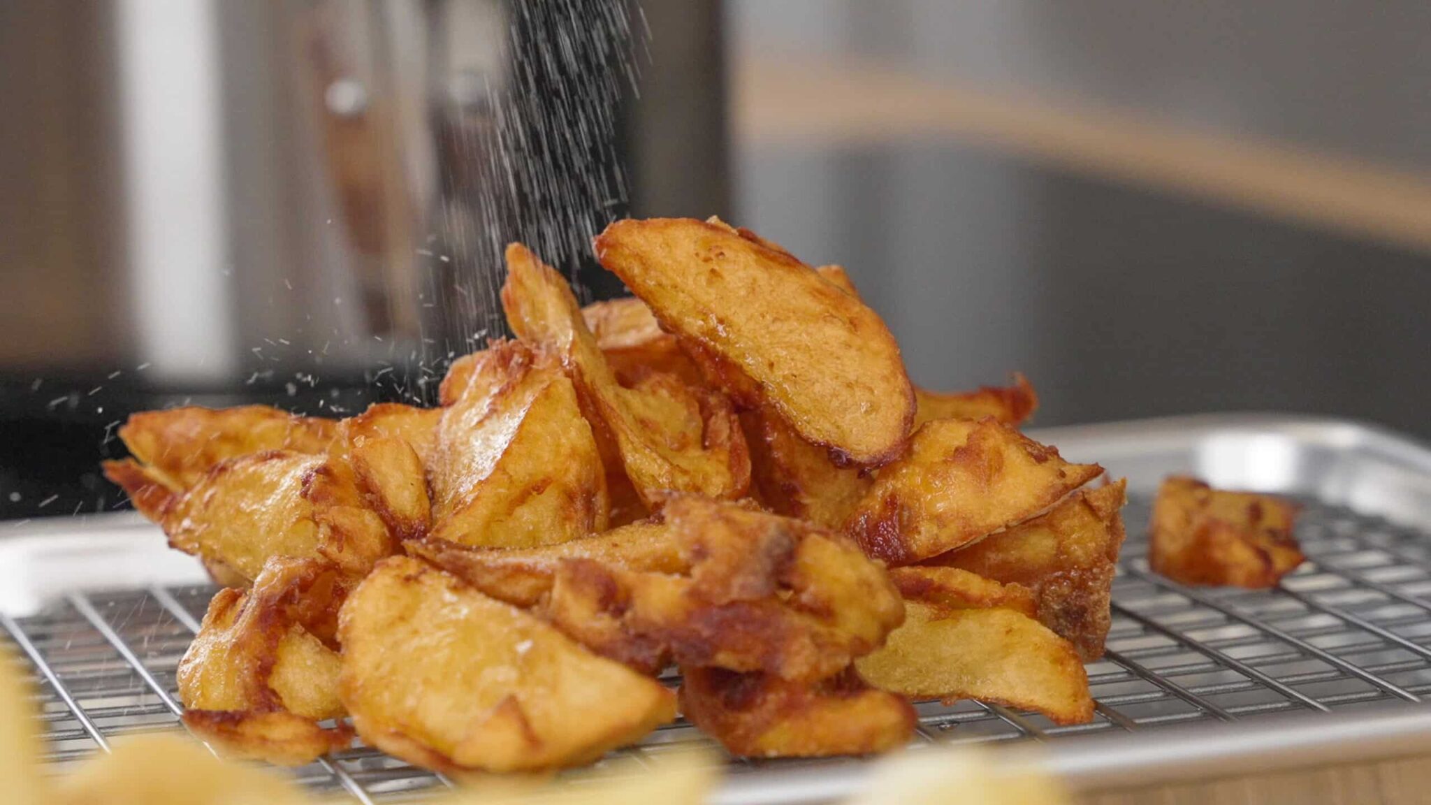 Crispy fries made from jacket potato