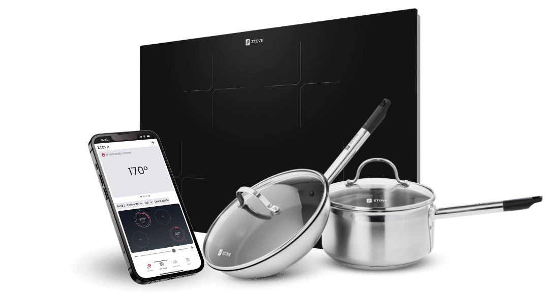 Ztove System 80 cm Induction Cooktop with 3 L Pot and 24 cm Nonstick Pan.