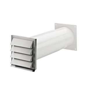 Wall duct complete with backdraft damper, plastic/steel